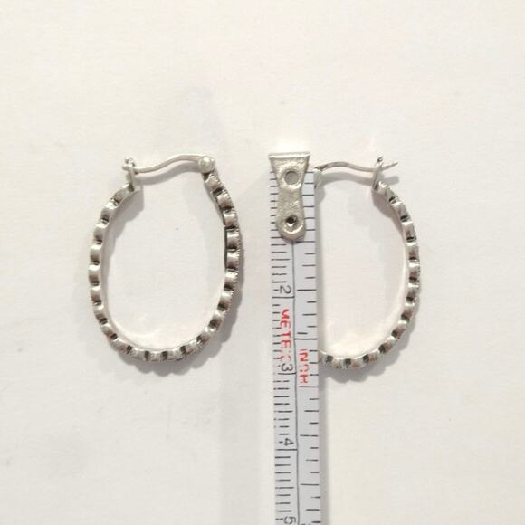 925 Sterling Silver Hoop Huggie Earrings Round Marcasites Signed A Jewelry Lot - Picture 11 of 14